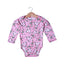 PINK BUTTERFLY & FLOWERS PRINT COTTON JERSY FABRIC HALF BODY FULL SLEEVES ROMPER