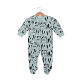 LIGHT GREEN DINO & LEAF PRINTED FULL BODY FULL SLEEVES ROMPERS