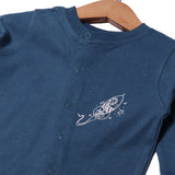 NAVY BLUE ROCKET PRINTED FULL BODY FULL SLEEVES ROMPERS