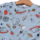 BLUE PLANETS & U.F.O PRINTED FULL BODY FULL SLEEVES ROMPERS