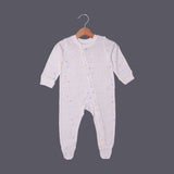 WHITE MULTI COLOR STARS PRINTED FULL BODY FULL SLEEVES ROMPERS