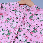 Load image into Gallery viewer, PINK BUTTERFLY &amp; FLOWERS PRINT COTTON JERSY FABRIC FULL BODY FULL SLEEVES ROMPER
