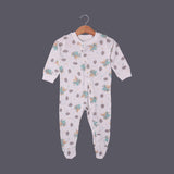 WHITE CLOUDS RABBIT ON PLANE PRINTED FULL BODY FULL SLEEVES ROMPERS