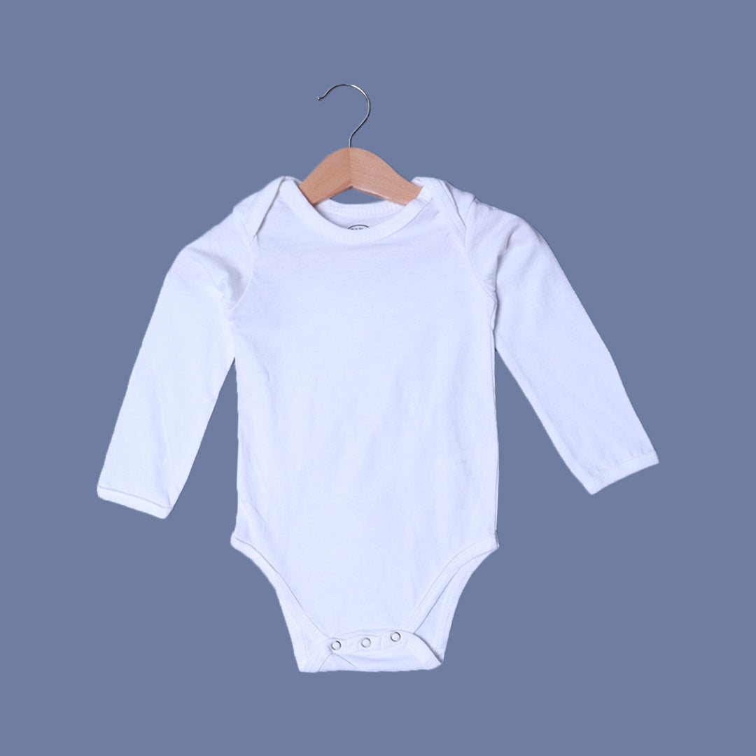 PLAIN WHITE COTTON JERSY FABRIC HALF BODY FULL SLEEVES ROMPER Secondary image