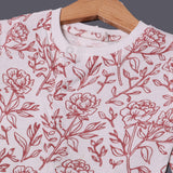 WHITE WITH RED FLOWERS FULL BODY FULL SLEEVES ROMPERS