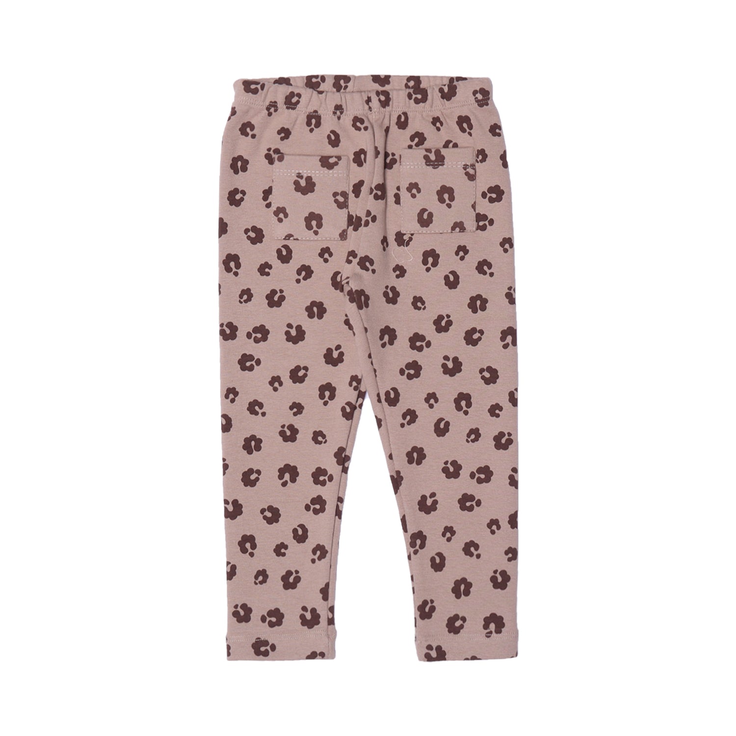 BROWN FLOWERS BACK DOUBLE POCKET HEAVY RIBBED FABRIC PAJAMA FOR GIRLS