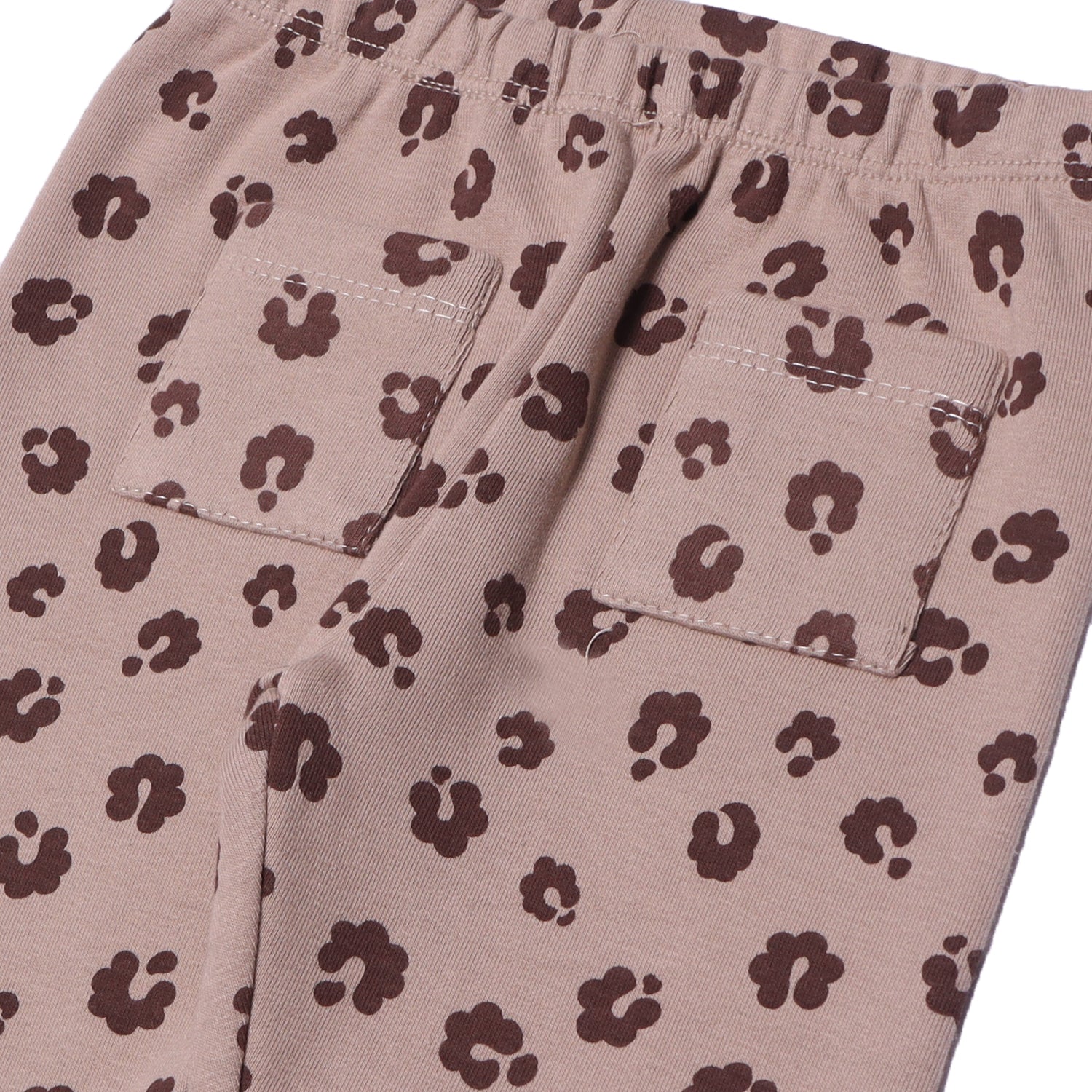 BROWN FLOWERS BACK DOUBLE POCKET HEAVY RIBBED FABRIC PAJAMA FOR GIRLS