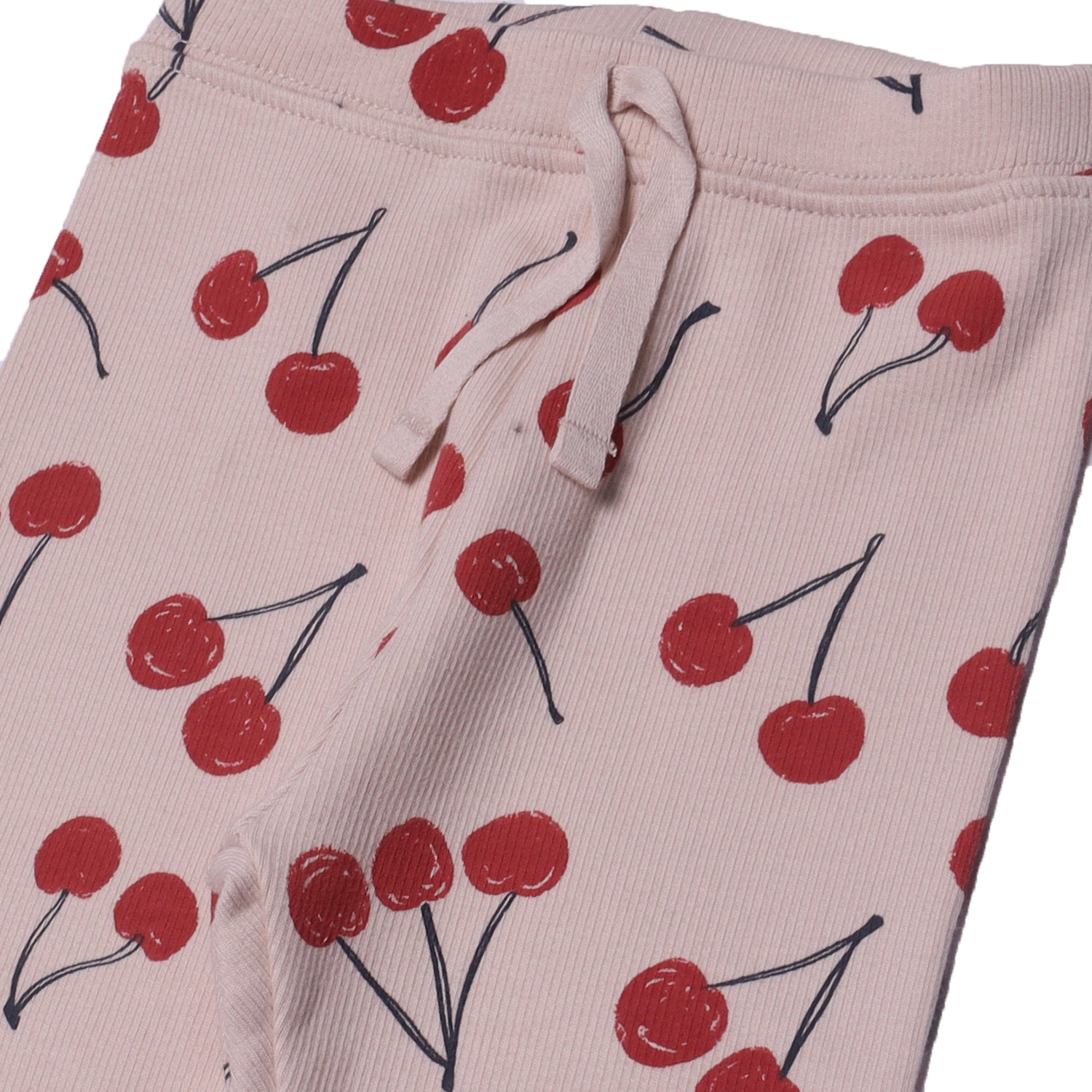 CREAM CHERRY WITH KNOT HEAVY RIBBED FABRIC PAJAMA FOR GIRLS Secondary image