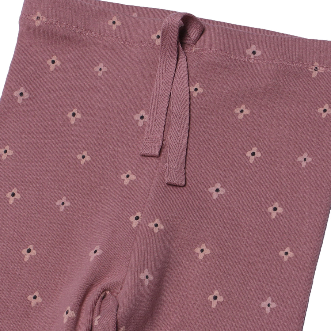 PURPLE FLOWERS PRINTED HEAVY RIBBED FABRIC PAJAMA FOR GIRLS