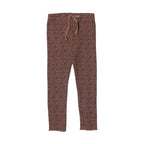 BROWN SMALL CHEETAH PRINTED WITH KNOT HEAVY RIBBED FABRIC PAJAMA