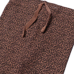 BROWN SMALL CHEETAH PRINTED WITH KNOT HEAVY RIBBED FABRIC PAJAMA