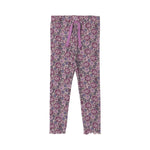 Load image into Gallery viewer, OFF WHITE MULTI FLOWERS WIITH PURPLE KNOT HEAVY RIBBED FABRIC PAJAMA
