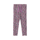 OFF WHITE MULTI FLOWERS WIITH PURPLE KNOT HEAVY RIBBED FABRIC PAJAMA