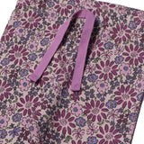 OFF WHITE MULTI FLOWERS WIITH PURPLE KNOT HEAVY RIBBED FABRIC PAJAMA