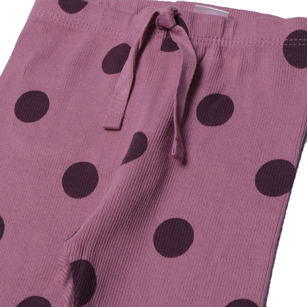 PURPLE BIG POLKA DOTS HEAVY RIBBED FABRIC PAJAMA FOR GIRLS