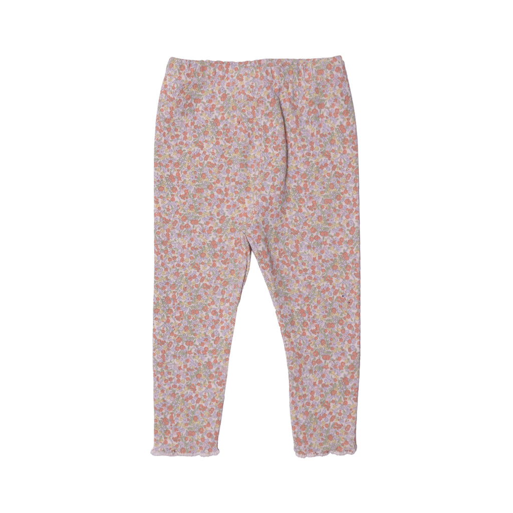 ORANGE & YELLOW FLOWERS PRINTED RIBBED FABRIC PAJAMA