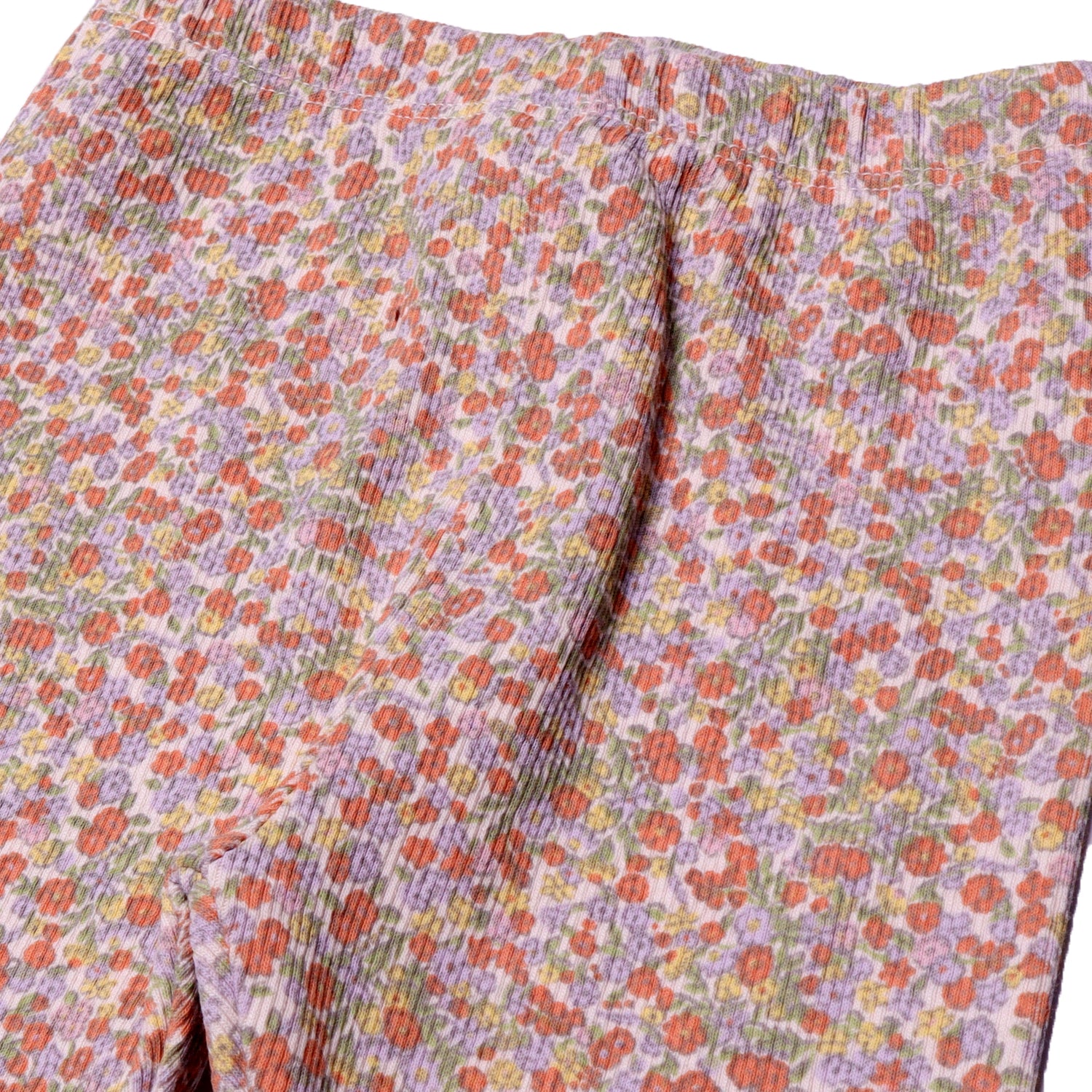 ORANGE & YELLOW FLOWERS PRINTED RIBBED FABRIC PAJAMA Secondary image