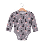 Load image into Gallery viewer, GREY RAINBOW &amp; BEAR PRINTED FULL SLEEVES HALF BODY ROMPER
