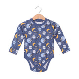 BLUE PLANETS & MOON PRINTED FULL SLEEVES HALF BODY ROMPER