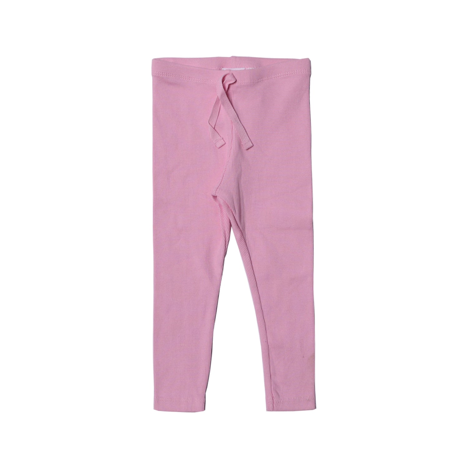 BABY PINK WITH KNOT RIBBED FABRIC PLAIN PAJAMA TROUSER Main image