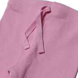BABY PINK WITH KNOT RIBBED FABRIC PLAIN PAJAMA TROUSER