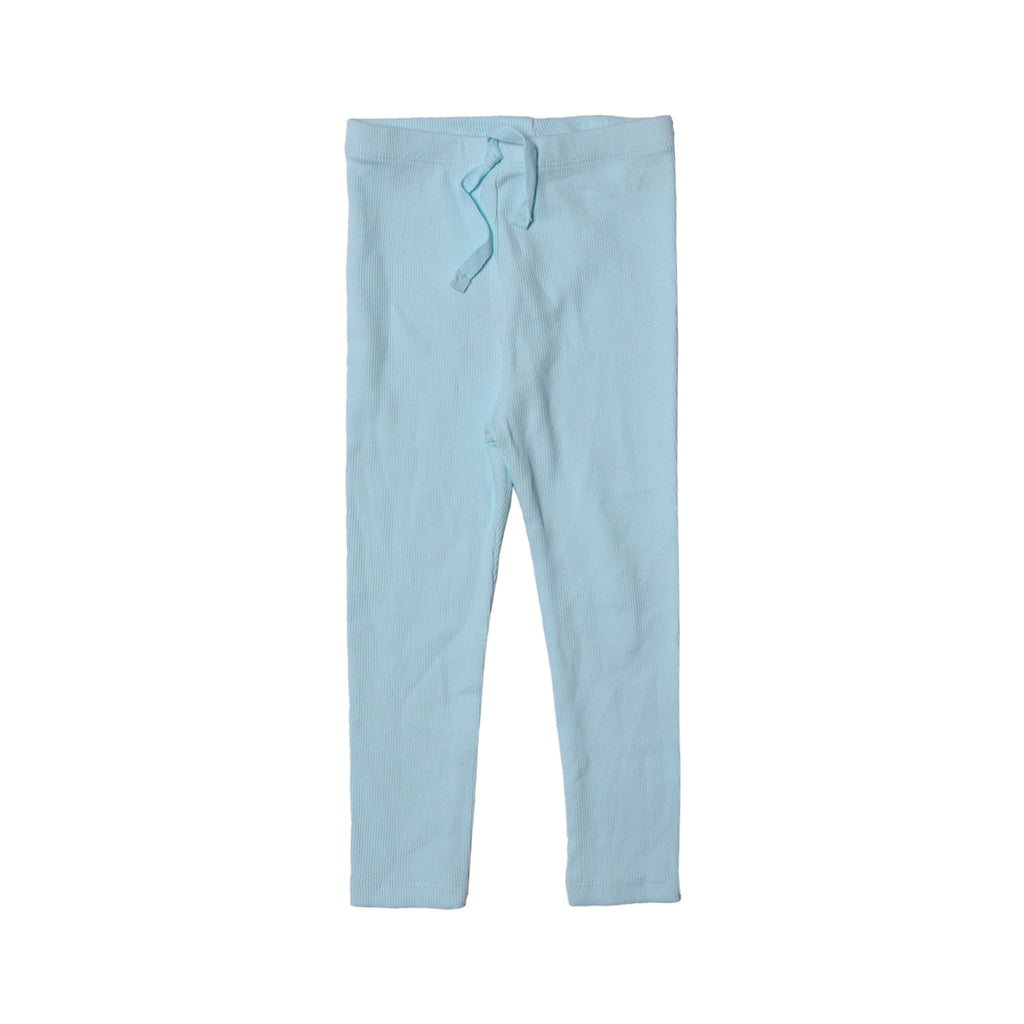 SKY BLUE WITH KNOT RIBBED FABRIC PLAIN PAJAMA TROUSER