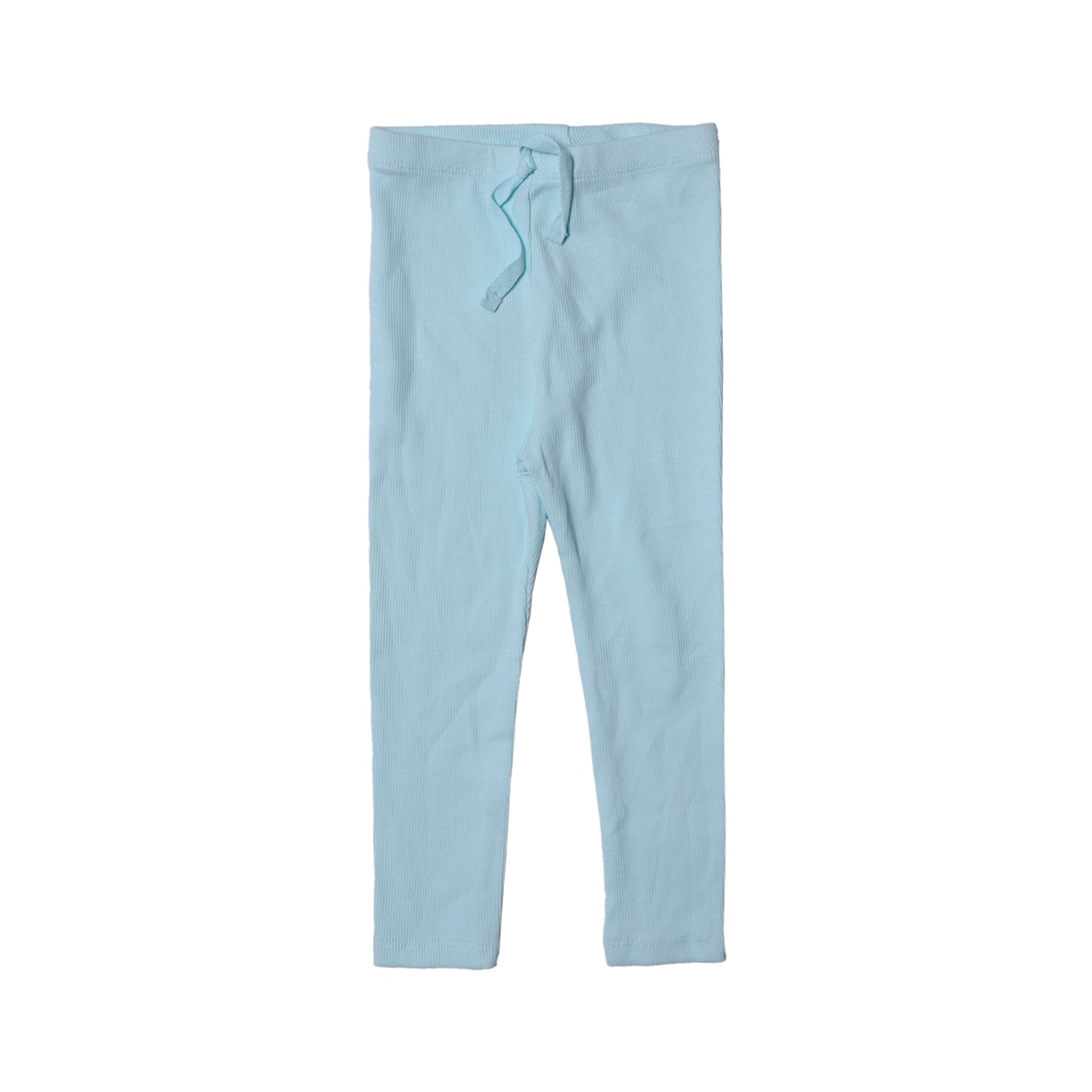 SKY BLUE WITH KNOT RIBBED FABRIC PLAIN PAJAMA TROUSER