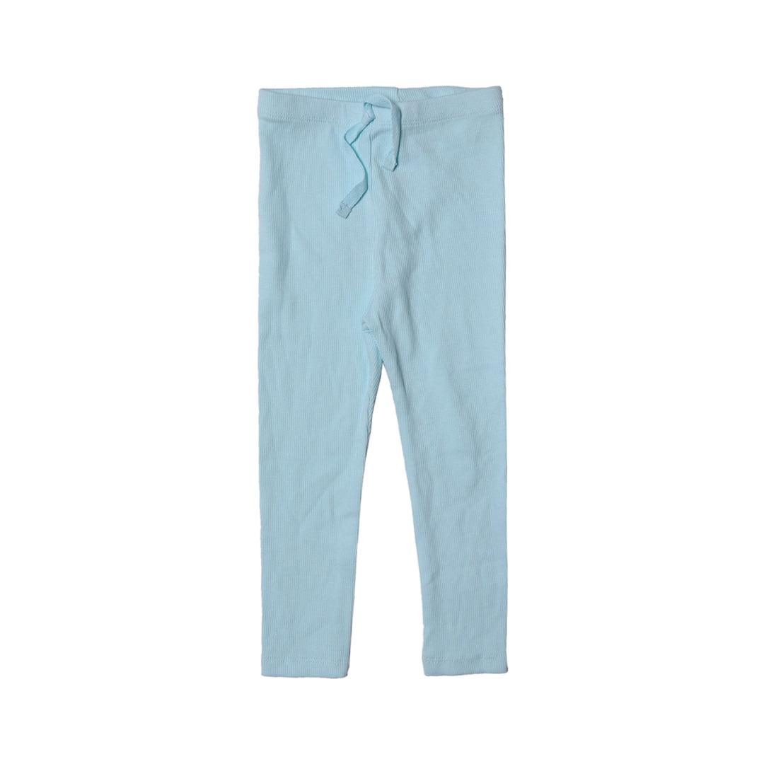 SKY BLUE WITH KNOT RIBBED FABRIC PLAIN PAJAMA TROUSER