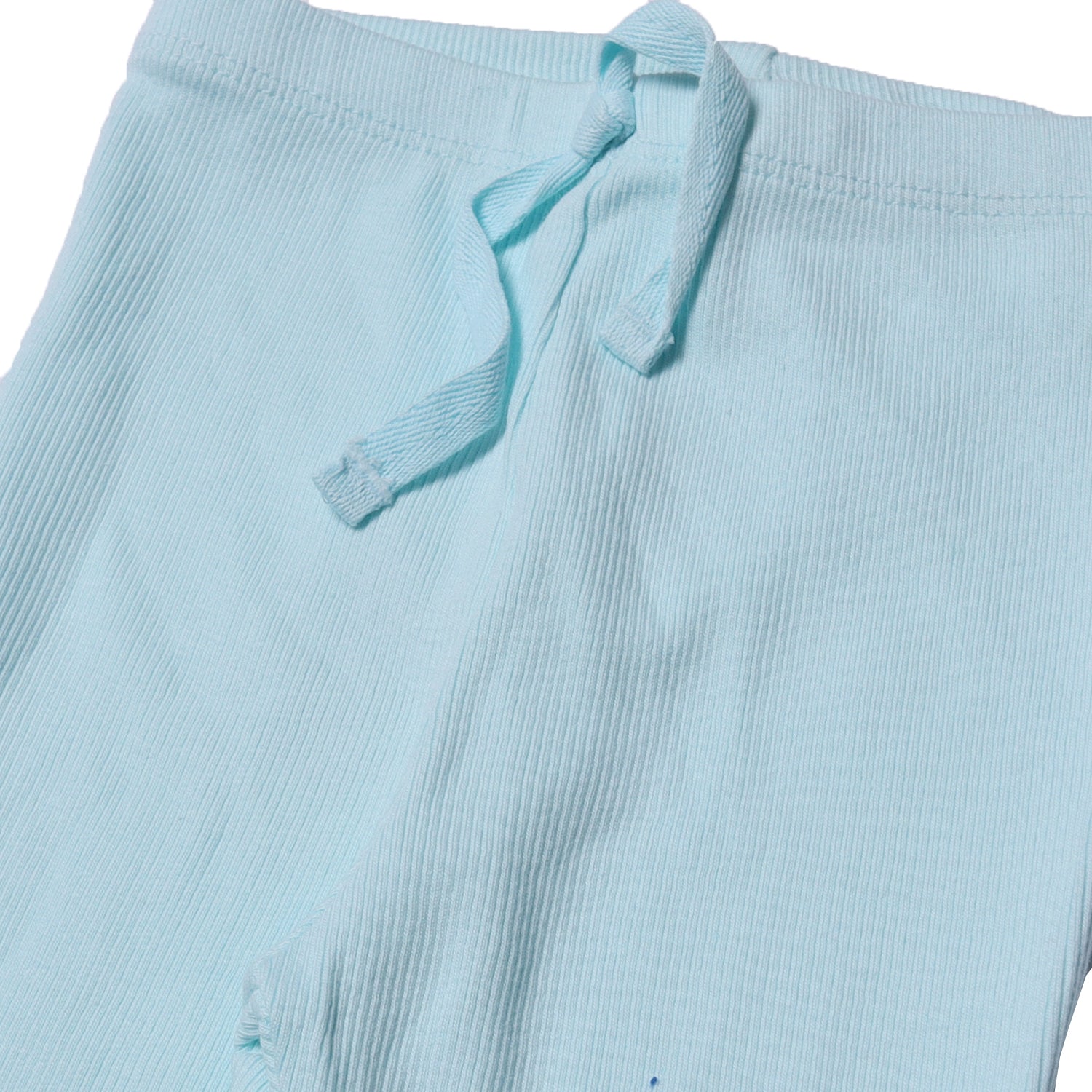 SKY BLUE WITH KNOT RIBBED FABRIC PLAIN PAJAMA TROUSER Secondary image