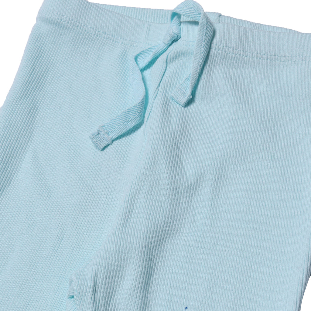 SKY BLUE WITH KNOT RIBBED FABRIC PLAIN PAJAMA TROUSER