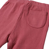 DARK PEACH RIBBED FABRIC PLAIN BACK POCKET PAJAMA