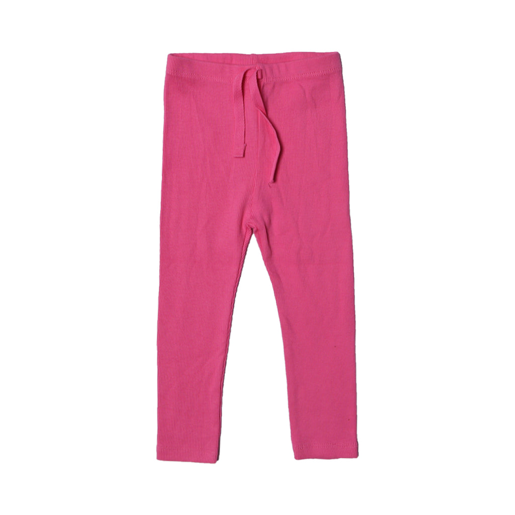 BLUSH PINK WITH KNOT RIBBED FABRIC PLAIN PAJAMA TROUSER