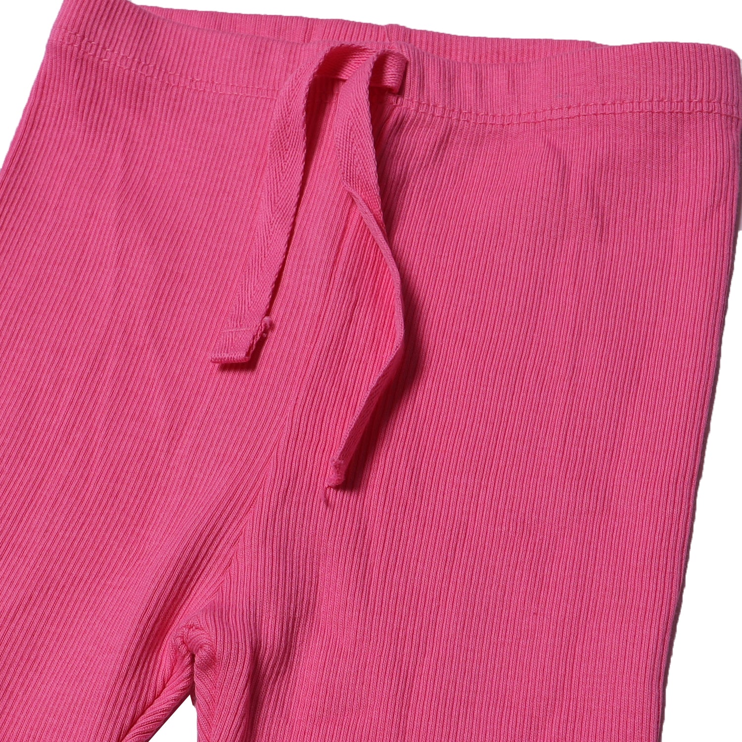 BLUSH PINK WITH KNOT RIBBED FABRIC PLAIN PAJAMA TROUSER Secondary image