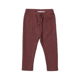 BROWN WITH KNOT & BACK POCKET RIBBED FABRIC PLAIN PAJAMA TROUSER