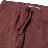 BROWN WITH KNOT & BACK POCKET RIBBED FABRIC PLAIN PAJAMA TROUSER