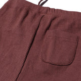 BROWN WITH KNOT & BACK POCKET RIBBED FABRIC PLAIN PAJAMA TROUSER