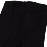 BLACK RIBBED FABRIC PLAIN BACK POCKET PAJAMA