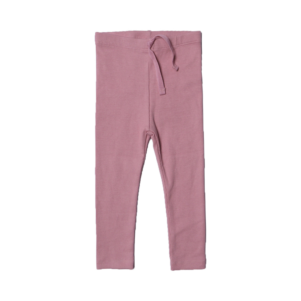 SALMON PINK WITH KNOT RIBBED FABRIC PLAIN PAJAMA TROUSER