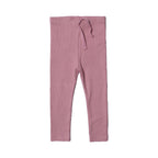 SALMON PINK WITH KNOT RIBBED FABRIC PLAIN PAJAMA TROUSER