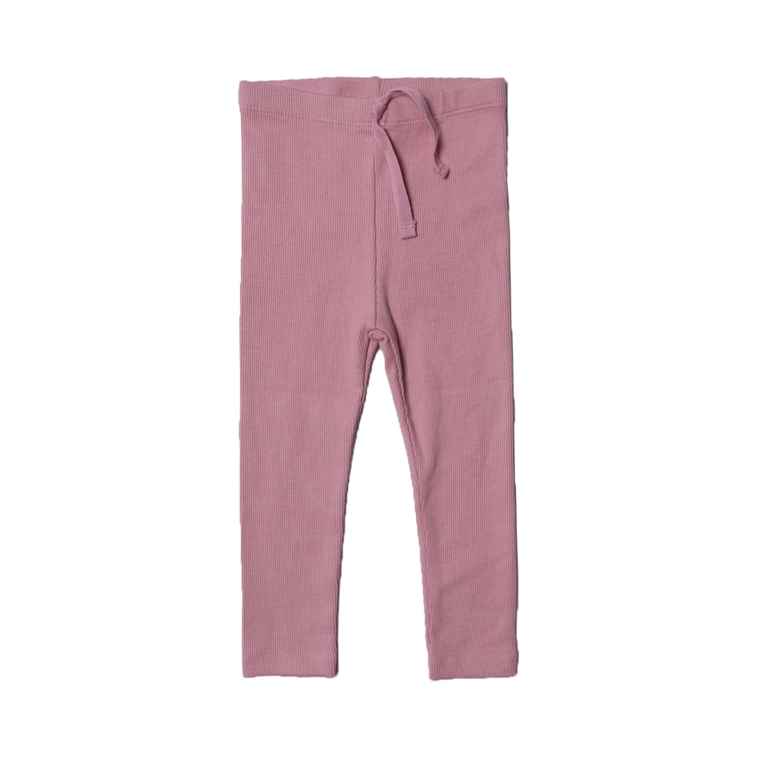 SALMON PINK WITH KNOT RIBBED FABRIC PLAIN PAJAMA TROUSER