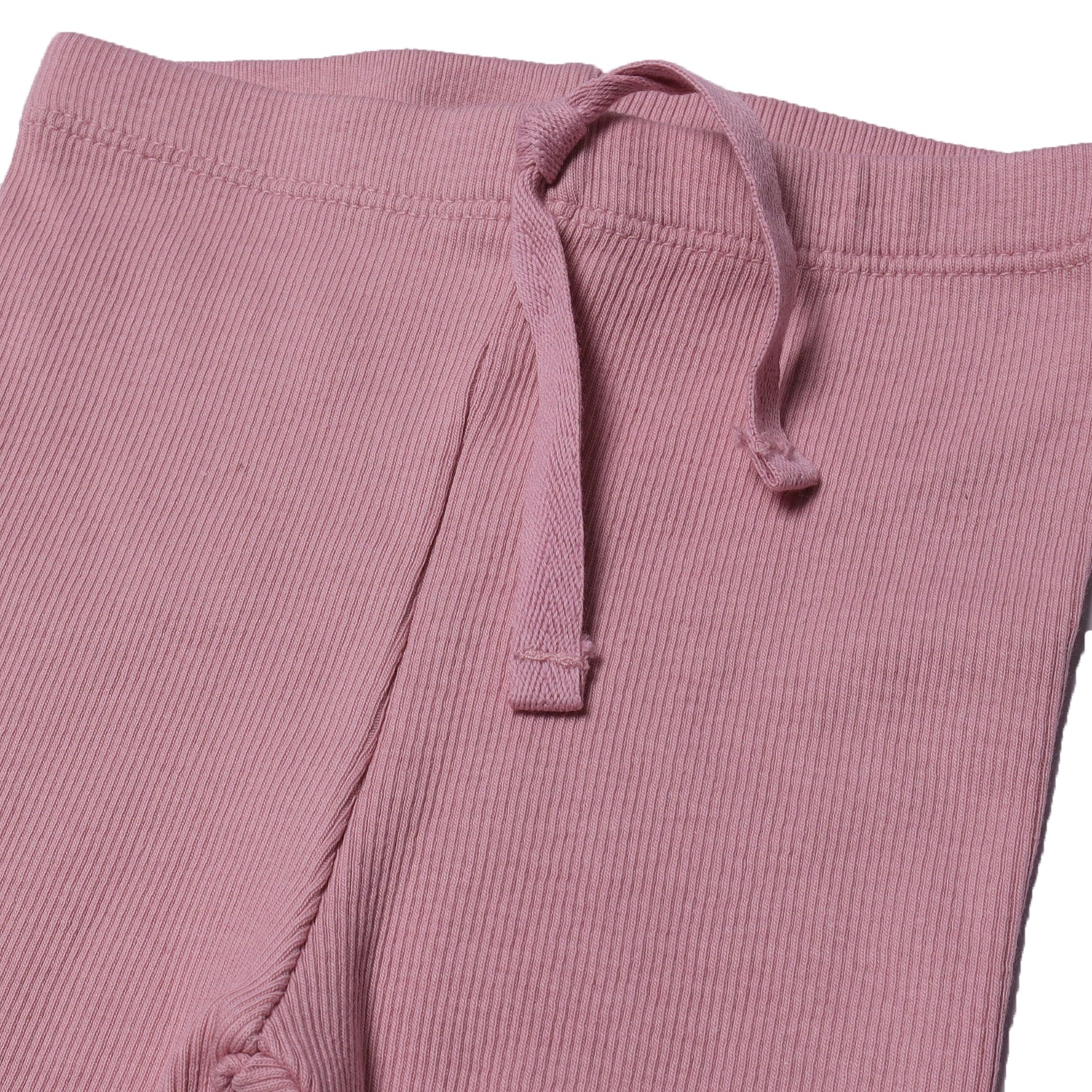 SALMON PINK WITH KNOT RIBBED FABRIC PLAIN PAJAMA TROUSER