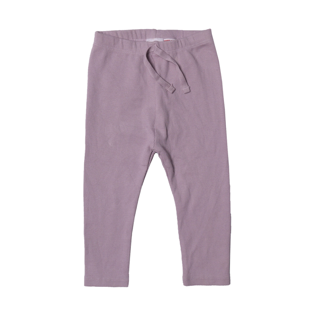 LIGHT PURPLE WITH KNOT RIBBED FABRIC PLAIN PAJAMA TROUSER