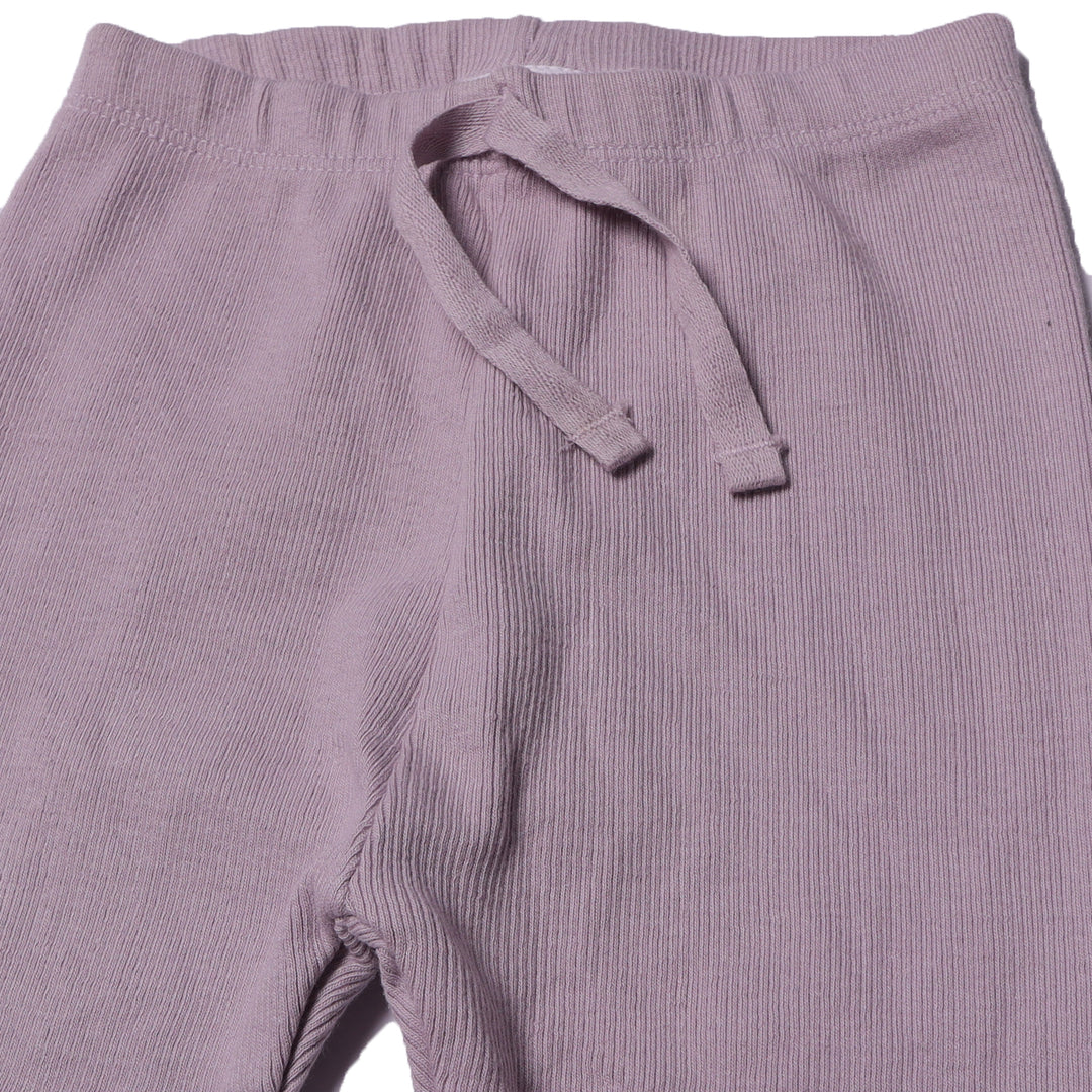 LIGHT PURPLE WITH KNOT RIBBED FABRIC PLAIN PAJAMA TROUSER