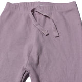 LIGHT PURPLE WITH KNOT RIBBED FABRIC PLAIN PAJAMA TROUSER
