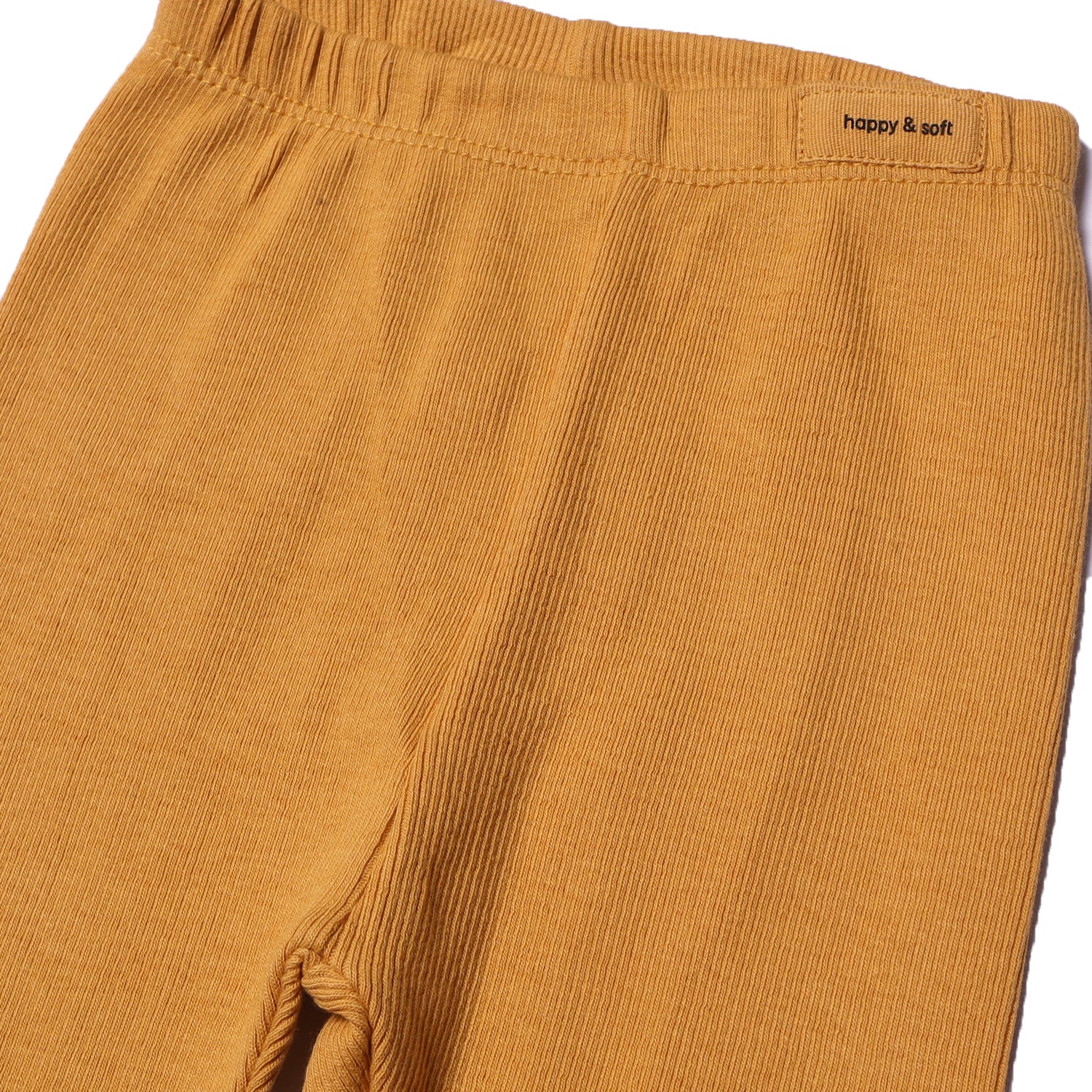 MUSTARD RIBBED FABRIC PLAIN BACK POCKET PAJAMA Secondary image