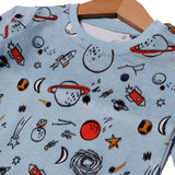 LIGHT BLUE PLANETS PRINTED FULL SLEEVES HALF BODY ROMPER