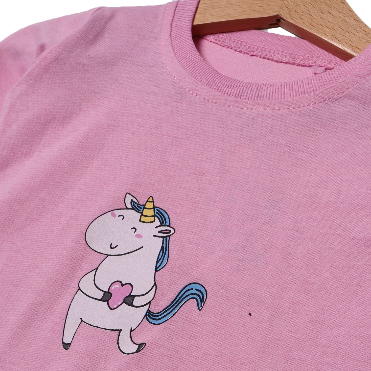 BABY PINK UNICORN PRINTED FULL SLEEVES HALF BODY ROMPER Secondary image