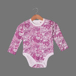 Load image into Gallery viewer, WHITE WITH PURPLE SEA ANIMALS PRINTED FULL SLEEVES HALF BODY ROMPER
