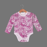 WHITE WITH PURPLE SEA ANIMALS PRINTED FULL SLEEVES HALF BODY ROMPER