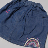 DARK BLUE WITH PINK STARS DENIM SKIRT FOR GIRLS